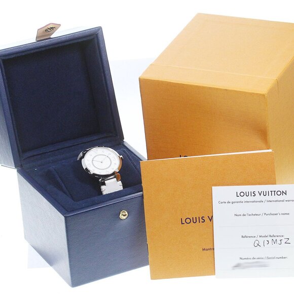 LOUIS VUITTON Tambour Slim MM Q13MJ 8P diamond Quartz Ladies Watch_755793 - Picture 1 of 7